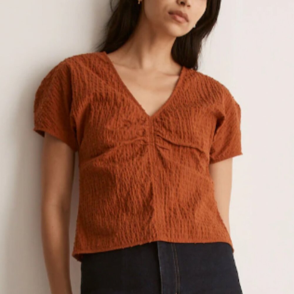 NWT Madewell Puff-Sleeve Top in Clip Dot